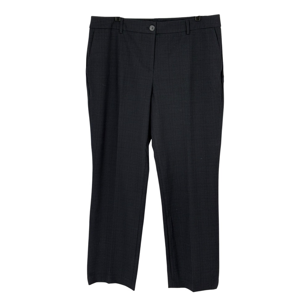 Hilary Radley Dress Pants Navy Blue Glen Plaid Stretch Trousers 16